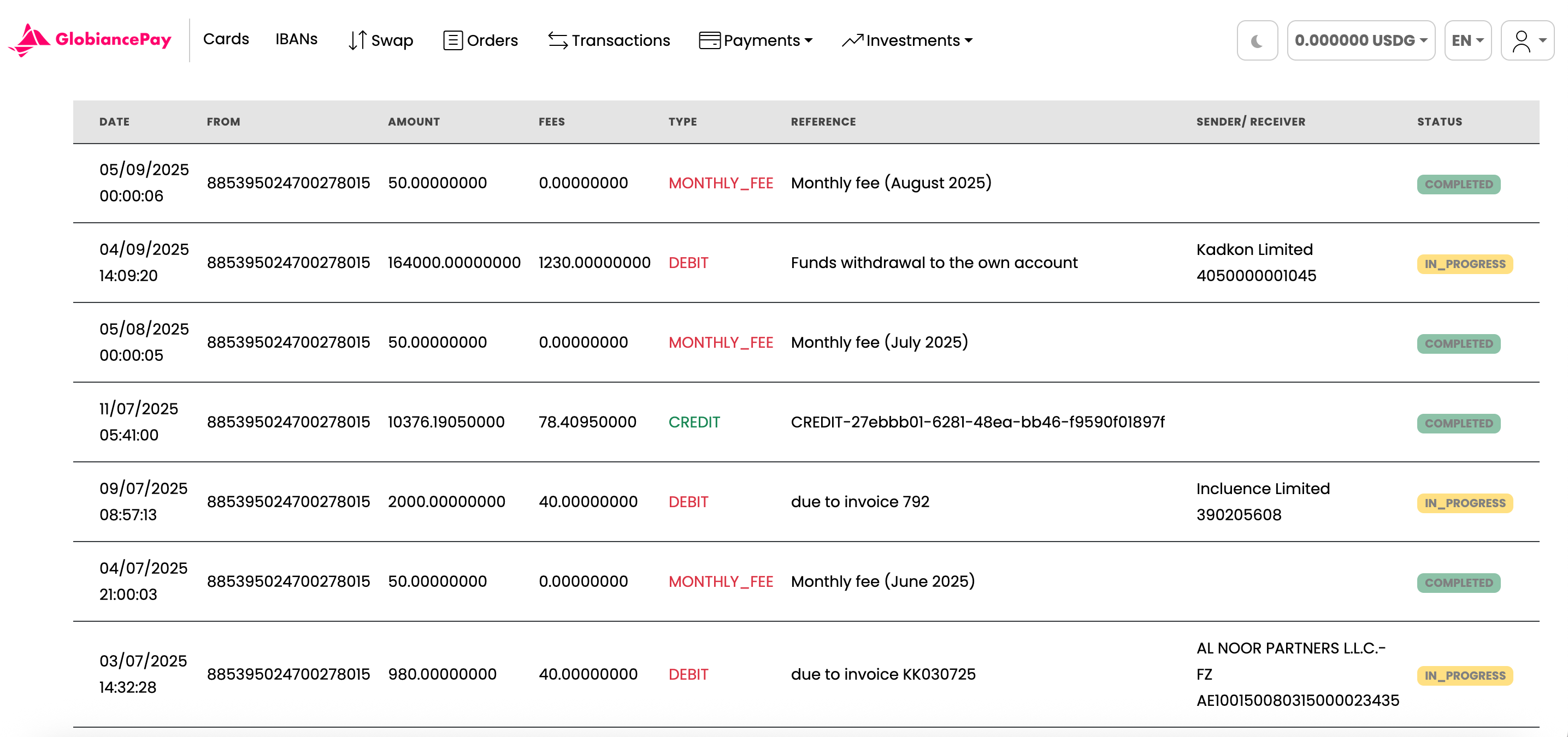 Transaction screenshot bankingglobiancepaycom