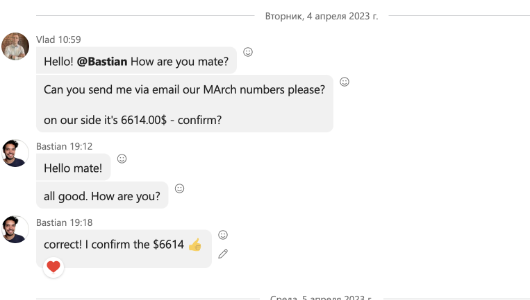 Movix Chile unpaid affiliate invoices β correspondence screenshot, April 4, 2023