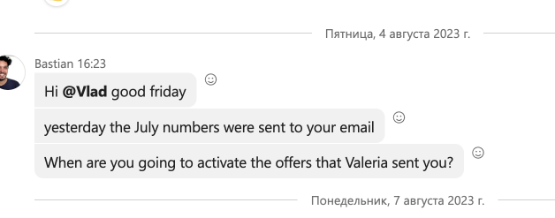Movix Chile unpaid affiliate invoices β correspondence screenshot, August 4, 2023